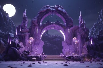A fantasy landscape with an entrance to a fantasy world