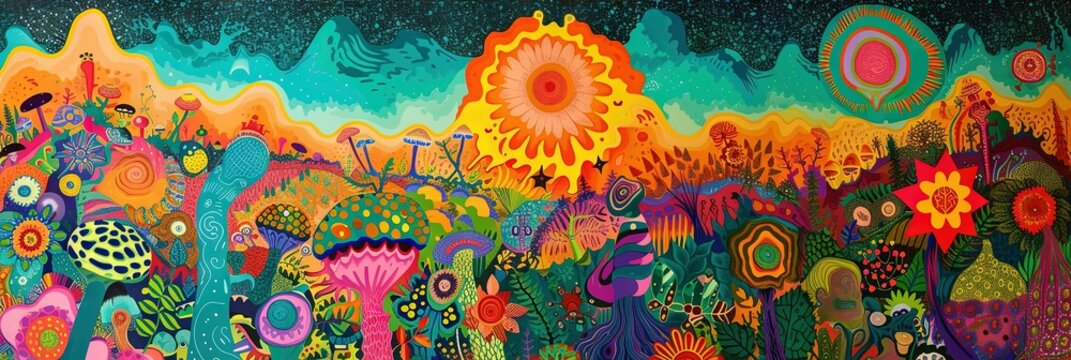 psychedelic concept for hippies at woodstock in the 1960s