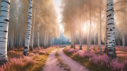 Birch forest, pathway, photography backdrop, wedding backdrop, maternity backdrop