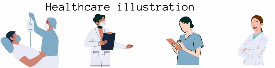  A vibrant illustration depicting diverse doctors and nurses working collaboratively in a bright hospital setting, conveying themes of teamwork, care,