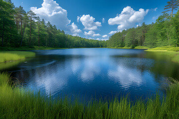 serene lake reflected in the forest 2