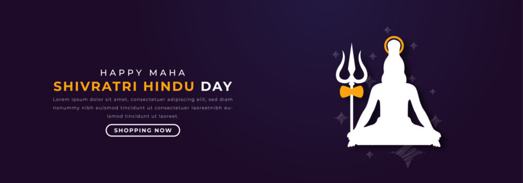 Happy Maha Shivratri Hindu Day Paper cut style Vector Design Illustration for Background, Poster, Banner, Advertising, Greeting Card