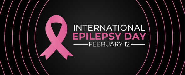 International Epilepsy Day vector. epilepsy awareness ribbon vector isolated on a black background. The second Monday of February each year. Important day. banner, cover, poster, card, flyer, ADS. - obrazy, fototapety, plakaty