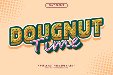 Fototapeta na wymiar doodle style doughnut time text effect
