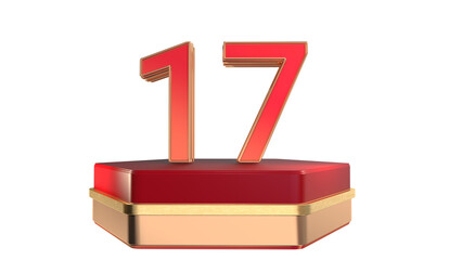 Red  3d number 17