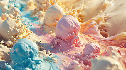 colorful ice cream close-up - obrazy, fototapety, plakaty