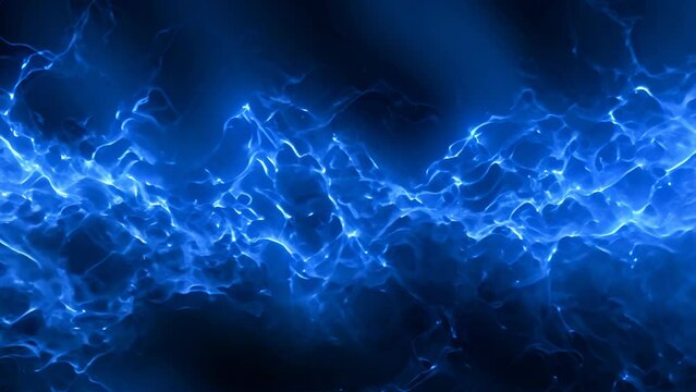 Numerous electric branches emitting a pale blue glow intersect, filling the space with high-tension energy
