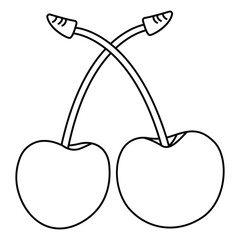 Vector shiny bright red cherries Citrus berries provide healthy vitamins.