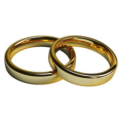 Gold wedding rings, isolated, transparent background	