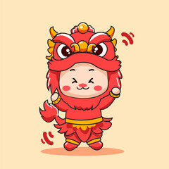 cartoon monster cute character dragon for chinese new year