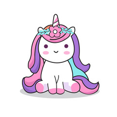 unicorn cartoon cute vector