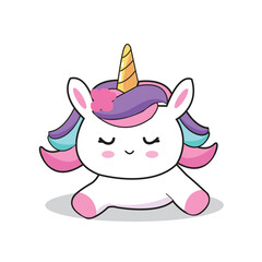 cute unicorn flat rainbow vector