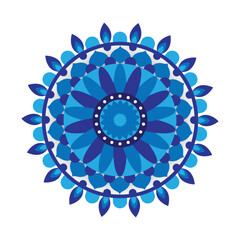 Blue Mandala pattern design on white background
