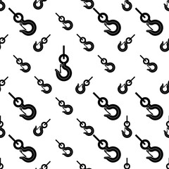 Crane Hook Icon Seamless Pattern, Tow Hook