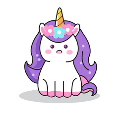 cute unicorn flat rainbow vector cartoon
