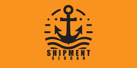 Vintage Ship Anchor with Logo Badge Design