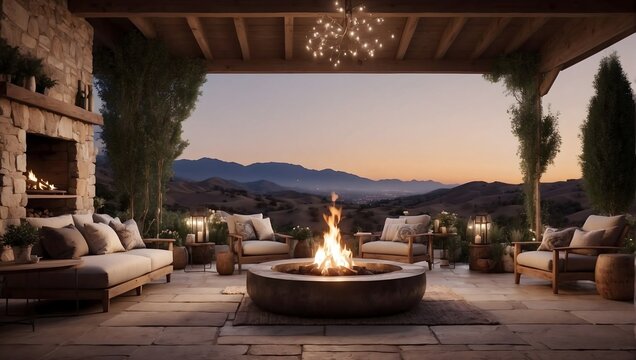 Fireside Retreat: Custom Outdoor Living Area with Bespoke Fire Table & Fire Pit Design
