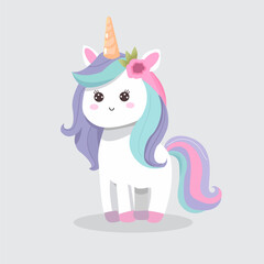 pretty rainbow unicorn vector design