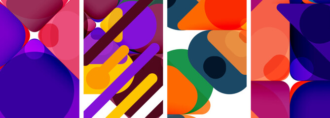 Colorful bright geometric abstract compositions for wallpaper, business card, cover, poster, banner, brochure, header, website