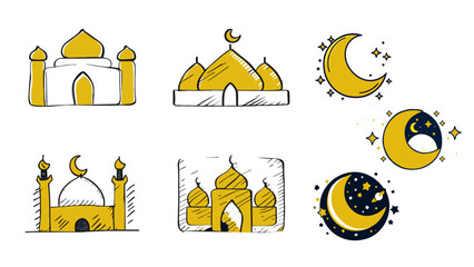Free vector hand drawn islamic elements collection