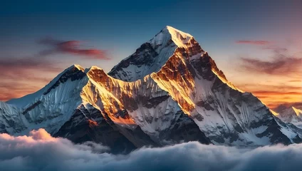 Photo sur Plexiglas Himalaya view of Mount Everest, with its snow-capped peak reaching towards the sky