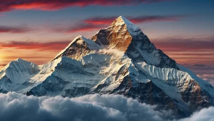 Crédence de cuisine en verre imprimé Himalaya view of Mount Everest, with its snow-capped peak reaching towards the sky
