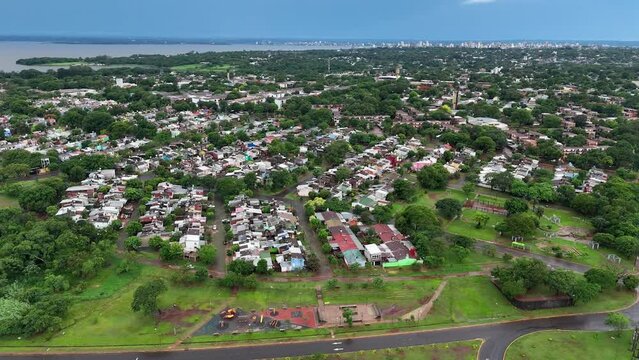 Panoramic image of a neighborhood in the city of Posadas, Misiones, on the west access.