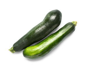 Fresh green zucchini on white background