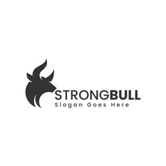 Vector Logo Illustration Strong Bull Silhouette Style