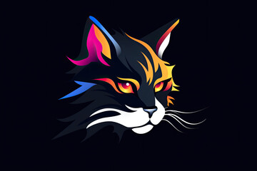 Obraz premium cat head cartoon, white black background 