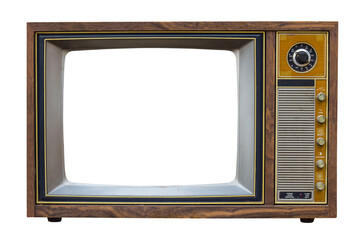Vintage television with cut out screen