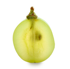 Half of fresh green grape on white background