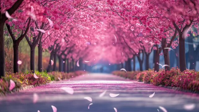 The cherry blossom tree is a symbol of spring in Japan. When in bloom, the cherry blossoms add bright, vibrant colors, bringing warmth to the surrounding areas