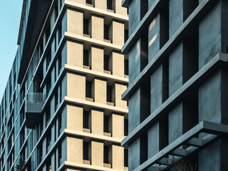 high buildings with cloudy blue sky