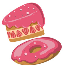 Vector illustration donut with icing and sprinkles