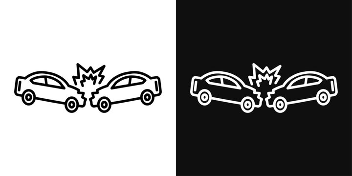 Car crash icon set. Vector illustration