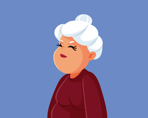 Happy Cheerful Grandma Celebrating Vector Cartoon illustration. Strong energetic confident granny feeling empowered and positive 
