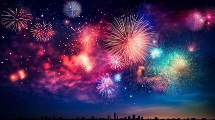 night celebration way firework city. Neural network AI generated art