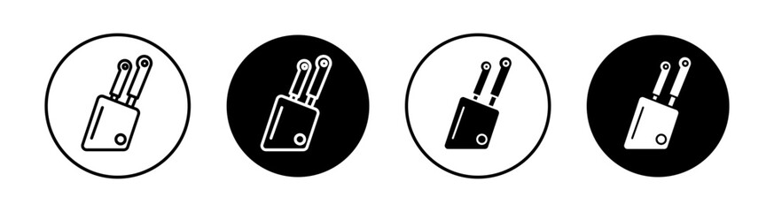 Kitchen knife block vector line icon illustration. - obrazy, fototapety, plakaty