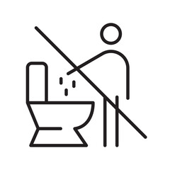 Do not litter in toilet icon. Line vector icon on white background. High quality design element. Editable linear style stroke. Vector icon