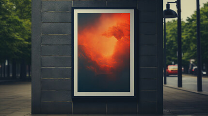 billboard mock up in a subway station, underground interior