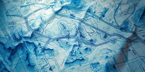 A Hand-Drawn Route on a Blueprint Map, Blending Artistry with Precision to Navigate the Pathways of Exploration.
