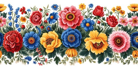 A seamless pattern featuring traditional Ukrainian borders, the rich and intricate design elements that reflect the cultural heritage of Ukraine.