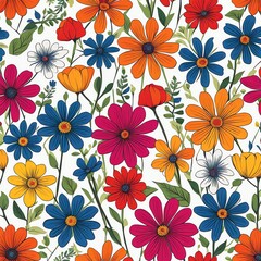 Generative AI. Pattern Flower Design With Pink Color
