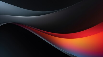 3D Abstract background, black and orange wave curve