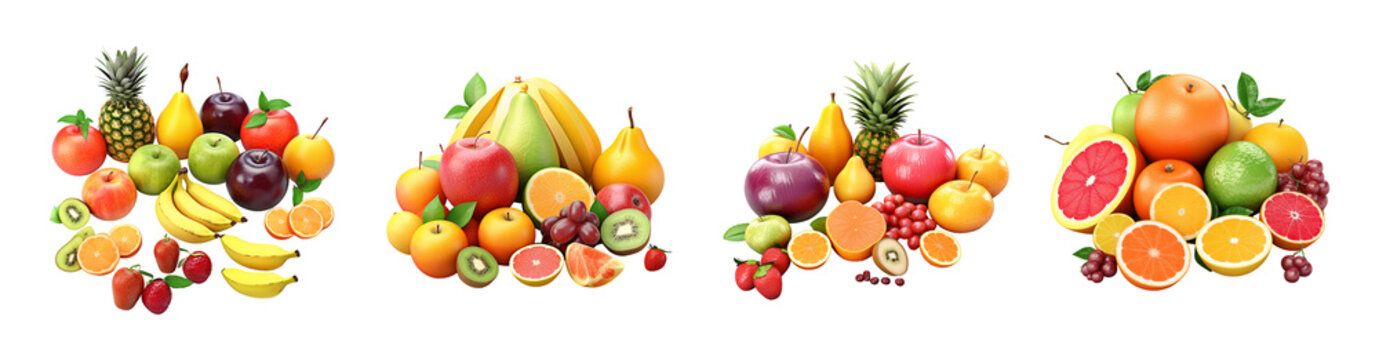 Set of fruits on transparent background png