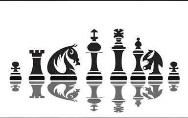 Silhouettes of chess pieces. Chess icons. Vector chess is isolated on a white background. Playing chess on the Board. King, Queen