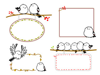 可愛いシマエナガの見出しフレームセット