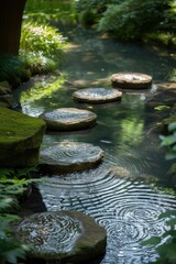 Zen stones resting near calming waters, evoking a sense of relaxation, wellness, and harmony—an embodiment of spa and wellness serenity.