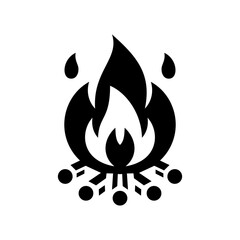 Fire vector, flame icon. Black icon isolated on white background.